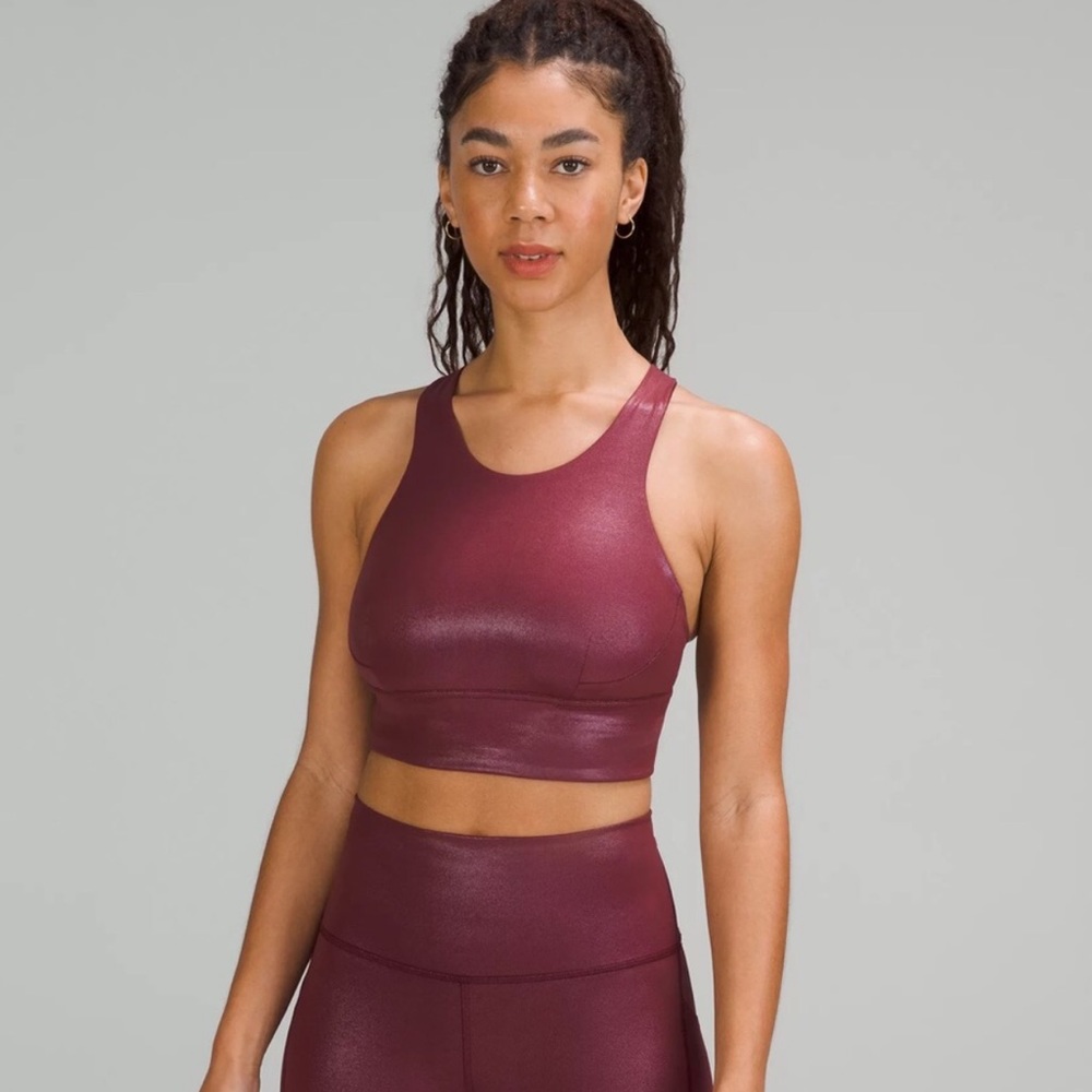 Lululemon Wunder Train Longline Bra Foil - Red Merlot Radiate Foil Print